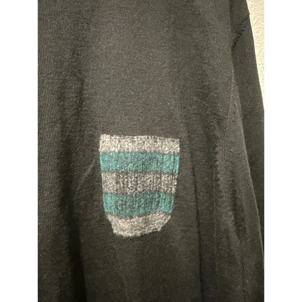 Jared Lang Mens Size XL‎ Black Green Pullover Sweater Merino Wool Blend NWOT